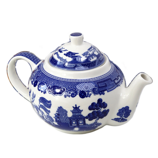 Blue Willow Ceramic Teapot 1 Litre Blue and White Porcelain Teapot